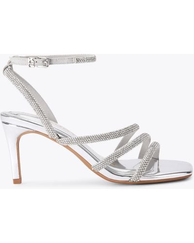 KG by Kurt Geiger Savanna Low - Silver Embellished Heels - White