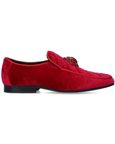 Kurt Geiger Women's Loafers Velvet Hugh Eagle Dutchess - Red