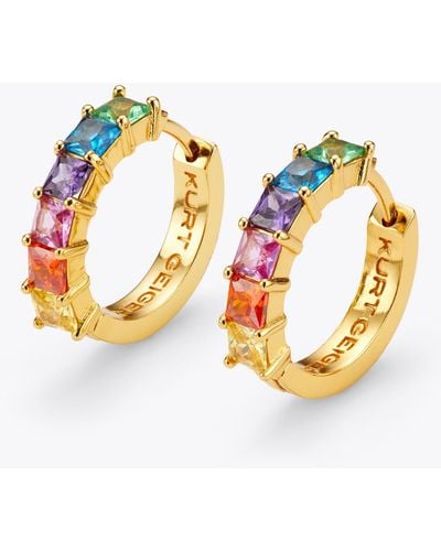 Kurt Geiger Earrings Gold Multi Crystal huggie Hoops - Multicolour