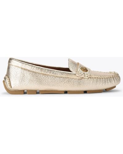 Kurt Geiger Kurt Geiger Flats Gold Leather Eagle Driver - Natural