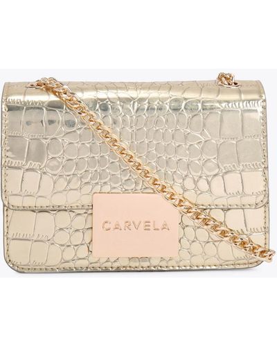 Carvela Kurt Geiger Mini Cross Body Bag Gold Croc Print Bee - Metallic