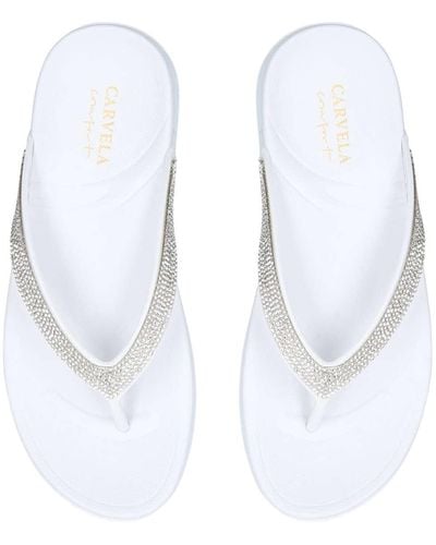 Carvela Kurt Geiger Shona Glitter-embellished Flip Flops - White