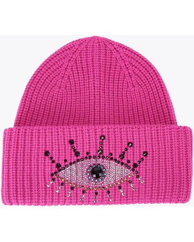 Kurt Geiger Hat Beanie Fuchsia Evil Eye - Pink