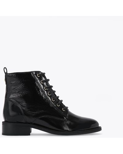 Carvela Kurt Geiger Spike Patent Leather Ankle Boots - Black