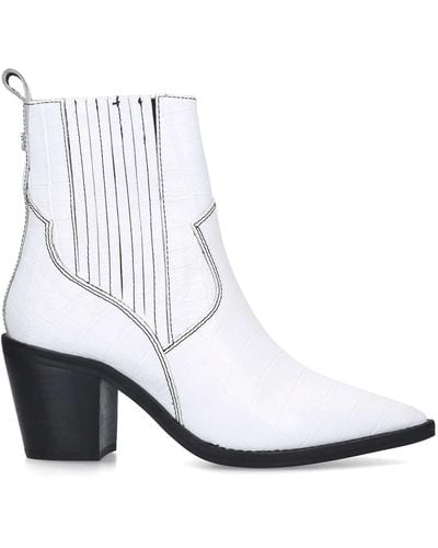 KG by Kurt Geiger Croc Print Western Style Ankle Boots - White
