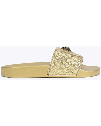 Kurt Geiger Women's Slider Sandals Gold Glitter Meena Eagle - Metallic