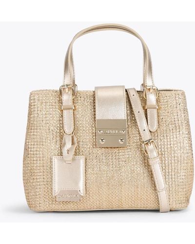 Carvela Kurt Geiger Tote Bag Gold Rafia Micro Mandy - Natural