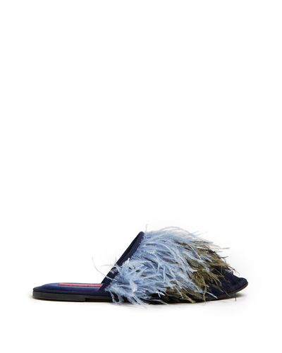 La DoubleJ Feather Slipper (With Feathers) - Blue