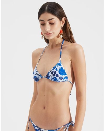 La DoubleJ Triangle Bikini Top - Blue