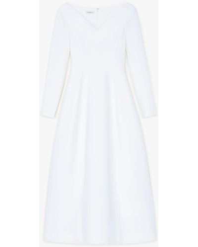 Lafayette 148 New York Wool-silk Crepe Portrait Neck Tulip Dress - White