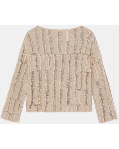 Lafayette 148 New York Organic Cotton Fil Coupé Sweater - Natural