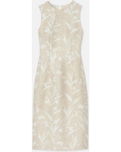 Lafayette 148 New York Eco Flora Jacquard Cotton-silk Sheath Dress - White