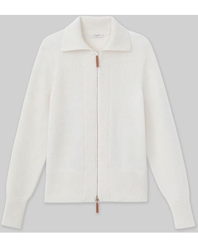 Lafayette 148 New York Plus-size Cashmere Polo Cardigan - White