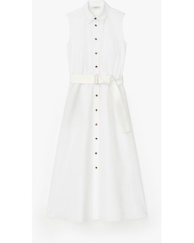 Lafayette 148 New York Petite Organic Cotton Poplin Shirtdress - White