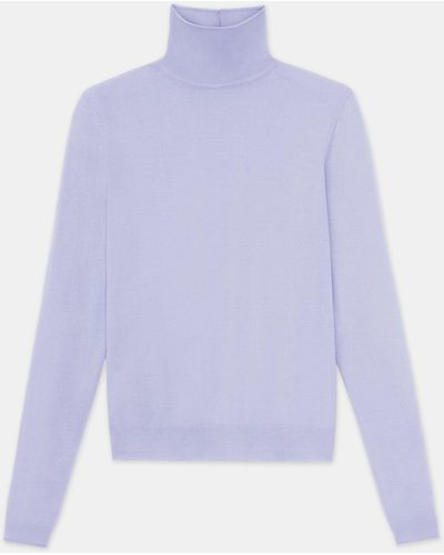 Lafayette 148 New York Fine Gauge Cashmere Stand Collar Sweater - Purple