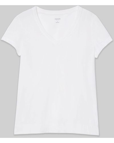 Lafayette 148 New York Plus-size Cotton Jersey Modern V-neck Tee - White