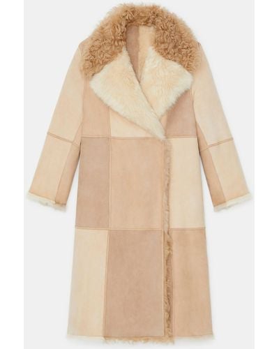 Lafayette 148 New York Long Hair Shearling Reversible Double-breasted Overcoat - Natural