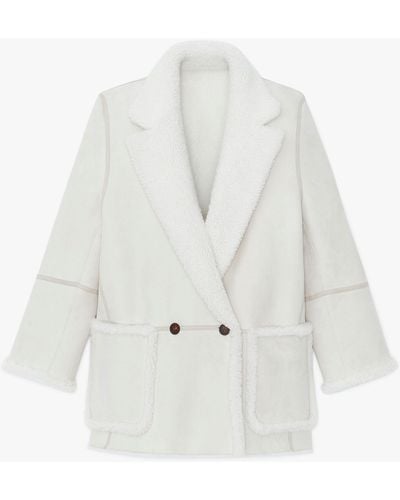 Lafayette 148 New York Shearling Reversible Double-button Coat - White