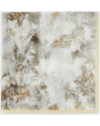 Lafayette 148 New York Eco Leaves Print Cotton-silk Scarf - Metallic