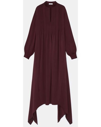 Lafayette 148 New York Plus-size Satin Pintucked Handkerchief Dress - Purple