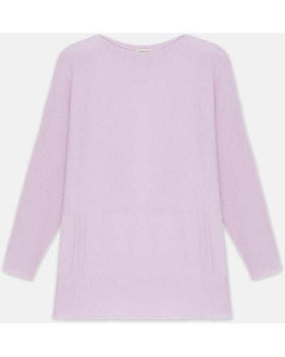 Lafayette 148 New York Wool-cashmere Link Stitch Bateau Neck Sweater - Pink