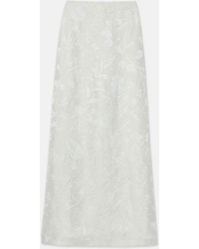 Lafayette 148 New York Eco Flora Jacquard Linen-viscose Maxi Skirt - White