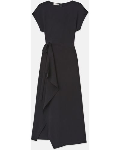 Lafayette 148 New York Finesse Crepe Tie Front Dress - Black