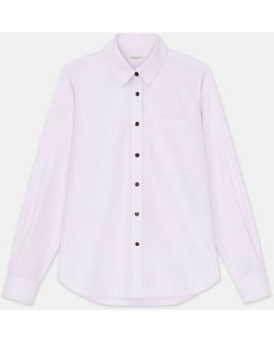 Lafayette 148 New York Micro Gingham Cotton Poplin High Collar Shirt - Pink