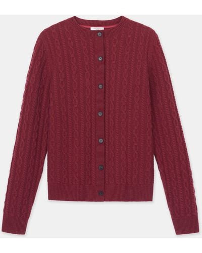 Lafayette 148 New York Cashmere Cable Cardigan - Red