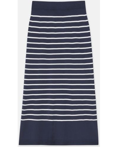 Lafayette 148 New York Stripe Responsible Matte Crepe Skirt - Blue