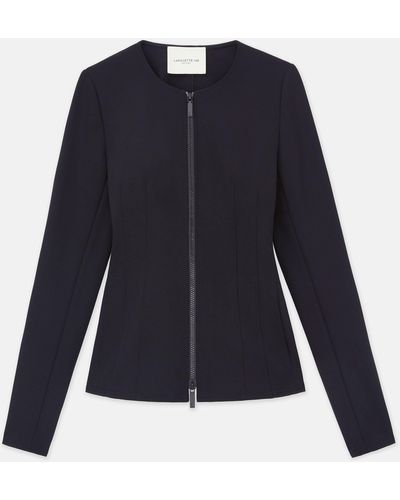Lafayette 148 New York Petite Acclaimed Stretch Fitted Jacket - Blue