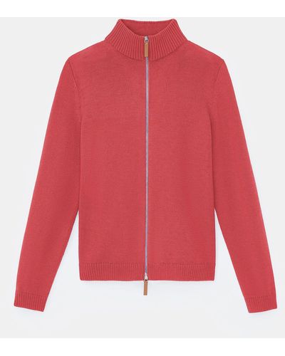 Lafayette 148 New York Cotton-silk Tape Knit Bomber - Red