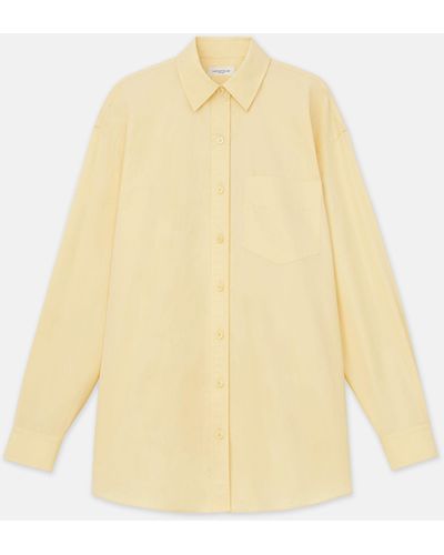 Lafayette 148 New York Organic Cotton Poplin Oversized Shirt - Yellow