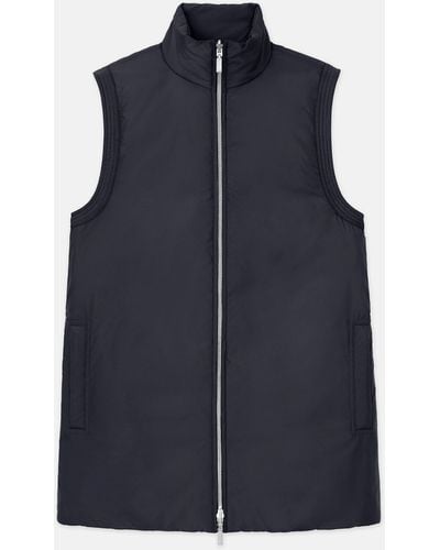 Lafayette 148 New York Petite Recycled Poly Quilted Reversible Puffer Vest - Blue