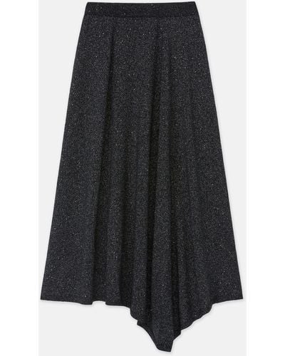 Lafayette 148 New York Merino Wool-silk Sequin Knit Skirt - Blue