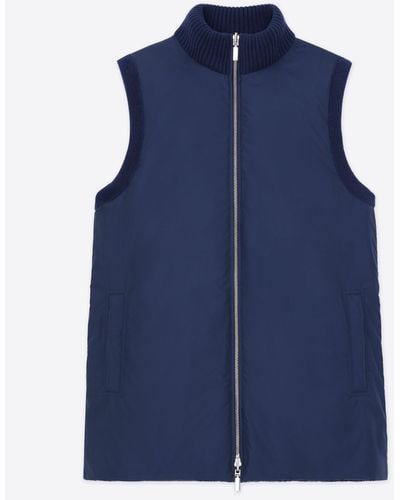 Lafayette 148 New York Wool Knit & Recycled Poly Quilted Reversible Vest - Blue