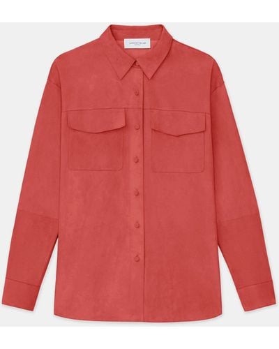 Lafayette 148 New York Plus-size Paperfine Suede Shirt Jacket - Red