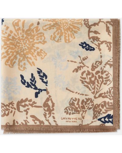 Lafayette 148 New York Flora Bloom Print Cashmere-silk Scarf - Natural