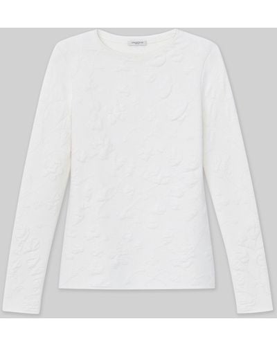 Lafayette 148 New York Flora Jacquard Responsible Fine Gauge Merino-viscose Sweater - White