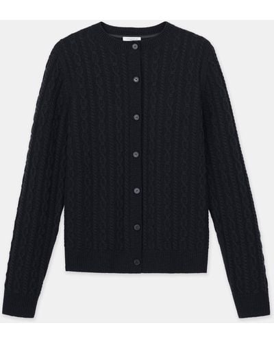 Lafayette 148 New York Cashmere Cable Cardigan - Blue