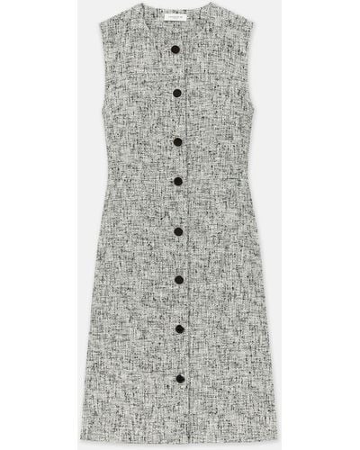 Lafayette 148 New York Petite Linen-cotton Bouclé Tweed Buttoned Dress - Gray