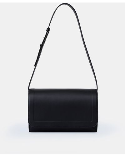 Lafayette 148 New York Calfskin Leather & Suede Saddle Bag—medium-black-one