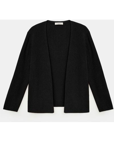 Lafayette 148 New York Petite Finespun Voile Open-front Cropped Cardigan - Black