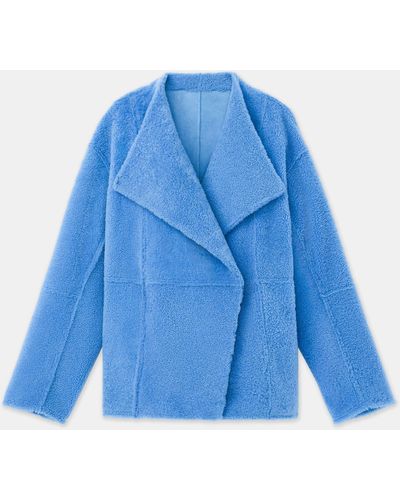 Lafayette 148 New York Shearling Reversible Coat - Blue