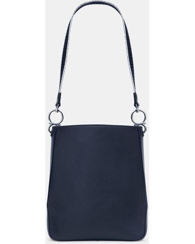 Lafayette 148 New York Grained Calfskin Leather 8 Knot Hobo—small-black-one - Blue