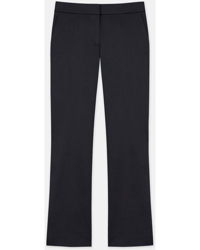 Lafayette 148 New York Cotton Sateen Manhattan Flared Cropped Pant - Blue