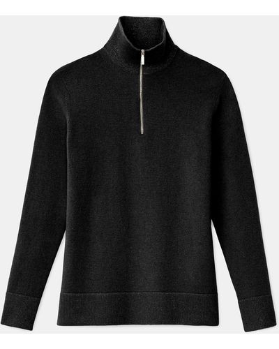 Lafayette 148 New York Cashmerino Half Zip Turtleneck Sweater - Black