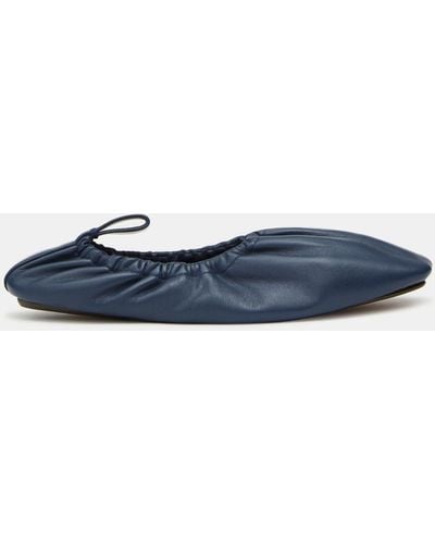 Lafayette 148 New York Nappa Leather Packable Ballet Flat-navy - Blue