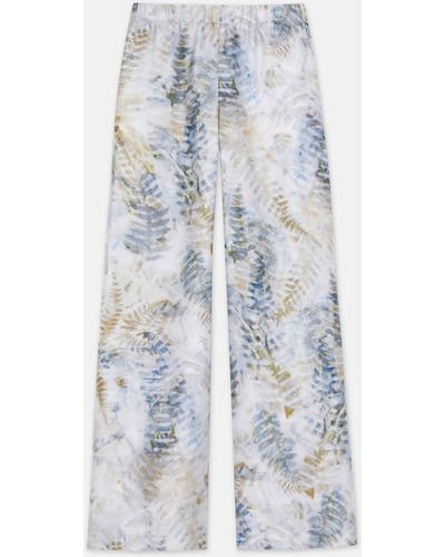 Lafayette 148 New York Eco Fern Print Silk Twill Riverside Pant - Blue