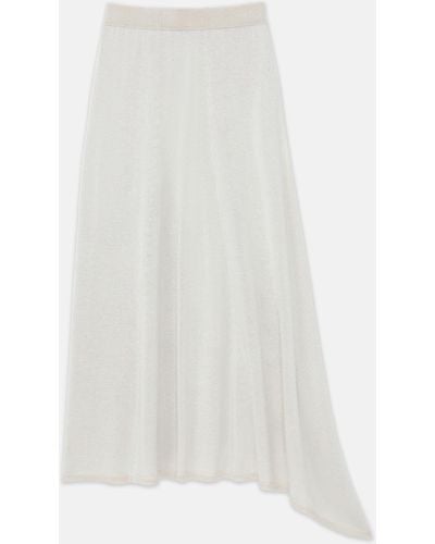 Lafayette 148 New York Merino Wool-silk Sequin Knit Skirt - White